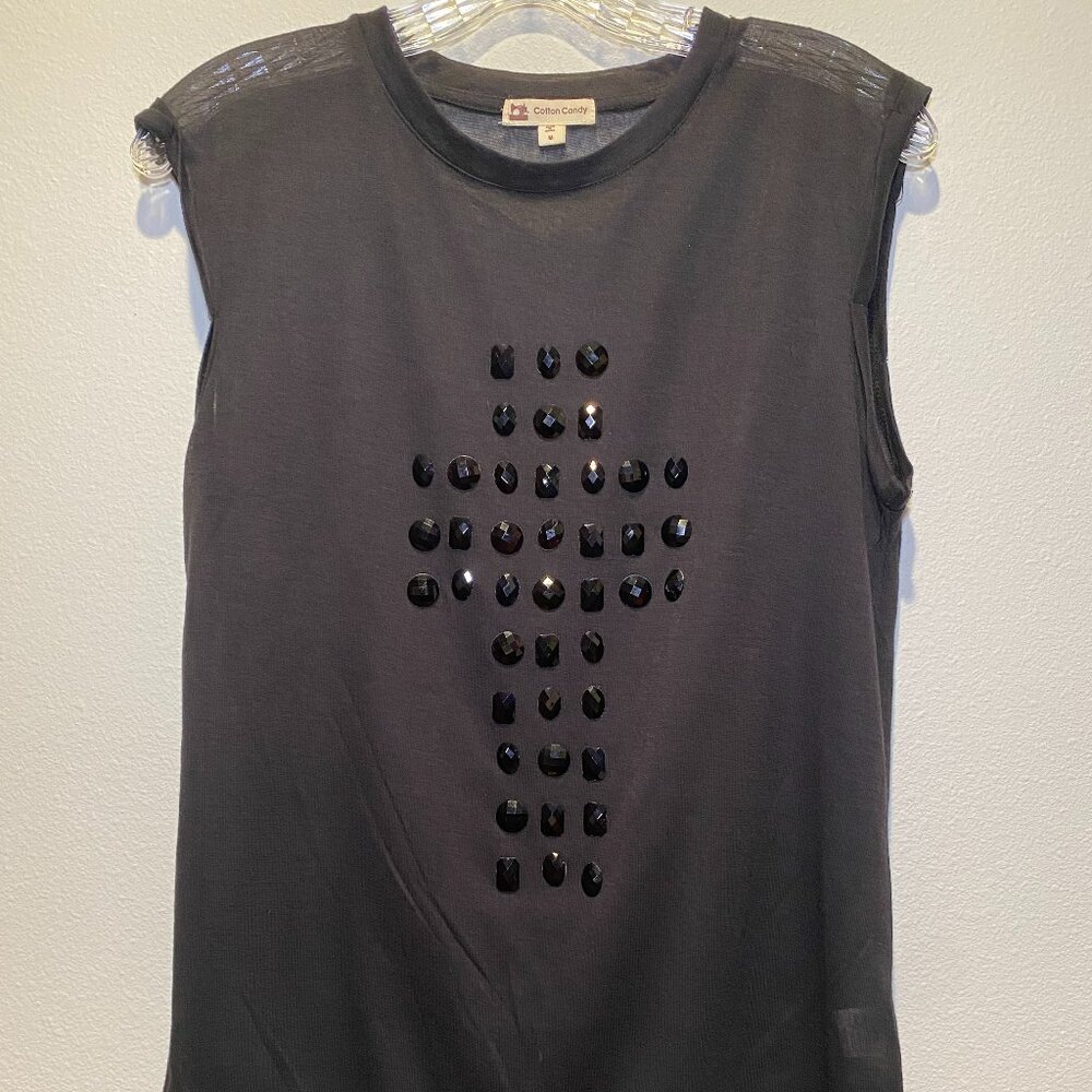 Sheer shirt with cross detail